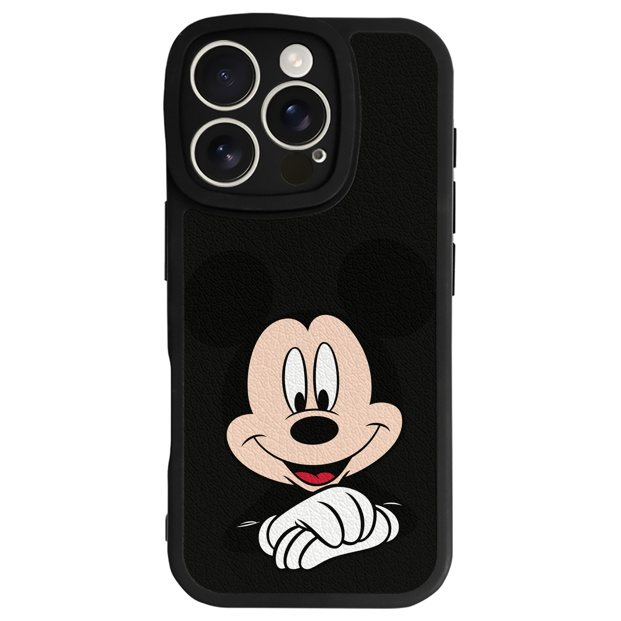 （画像用） ミッキーマウス Mickey Mouse 【iPhone 16シリーズ対応】シリコンスマホケース（レザー調） 材質：シリコン
